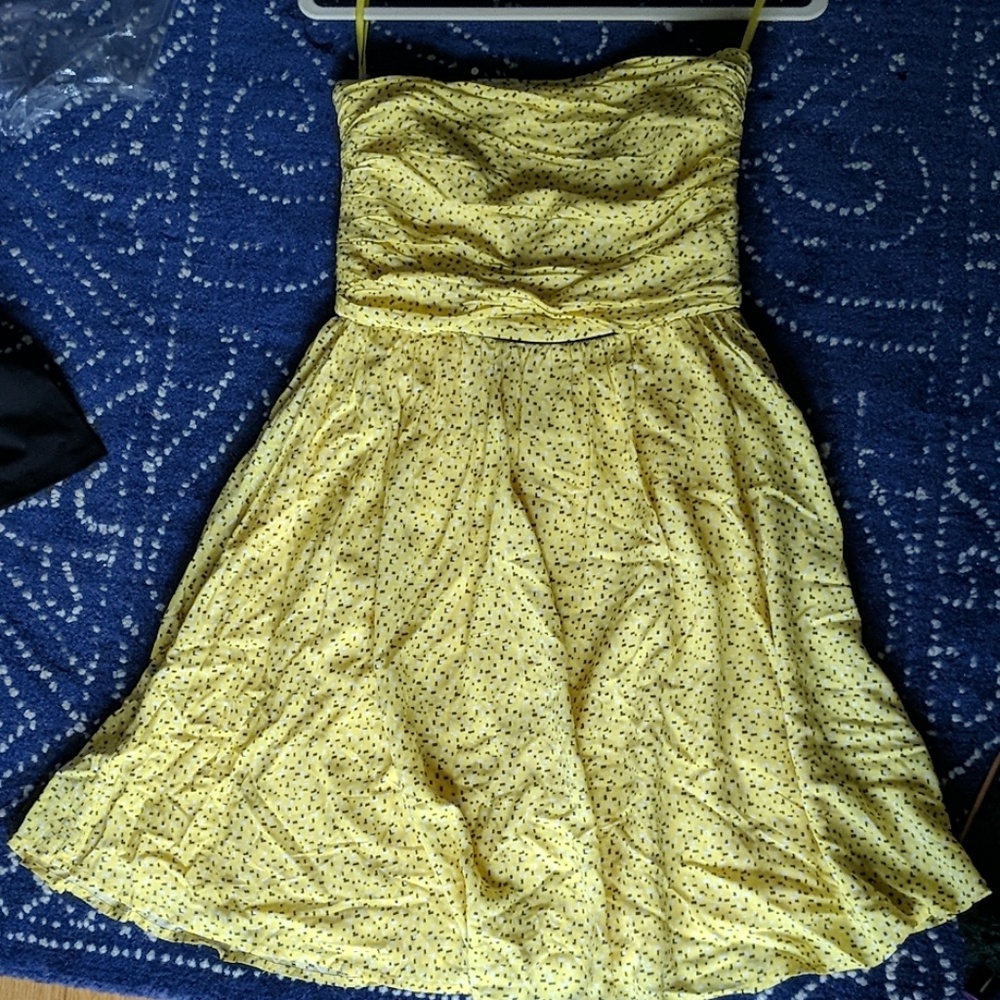 DKNY yellow strapless dress, size 2 - Picture 2 of 5